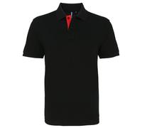Asquith & Fox Men's Classic Fit Contrast Polo Shirt in Black | Size: XL Asquith & Fox Black XL