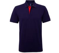 Asquith & Fox Mens Classic Fit Contrast Polo Shirt (Navy/ Red) - Multicolour Cotton - Size 3XL