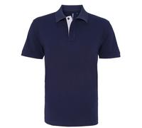 Asquith & Fox Mens Classic Fit Contrast Polo Shirt (Navy/ White) - Multicolour Cotton - Size Large