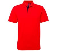 Asquith & Fox Mens Classic Fit Contrast Polo Shirt (Red/ Navy) - Multicolour Cotton - Size Medium