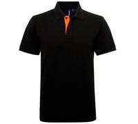 Asquith & Fox Mens Classic Fit Contrast Polo Shirt (Black/ Orange) - Multicolour Cotton - Size Medium