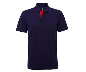 Asquith & Fox Men'S Classic Fit Contrast Polo Size L Color Navy/ Red