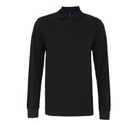 Asquith & Fox Men's Classic fit Long Sleeved Polo Shirt, Black (Black 000), XXXXX-Large (Size:5XL)