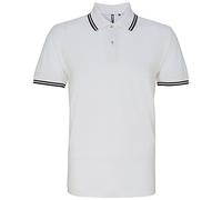 Asquith & Fox Men's classic fit - tipped polo, L, White/ Black