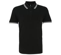 Asquith & Fox Men's Classic Fit Tipped Polo Shirt, Multicolour (Black/White 000), Large (Size:Large)
