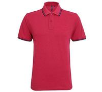 Asquith & Fox Men's Classic Fit Tipped Polo Shirt, Multicolour (Red Heather/Navy 000), Medium (Size:Medium)