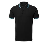 Asquith & Fox Mens Classic Fit Tipped Polo Shirt (Black/ Turquoise) - Multicolour - Size Large