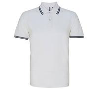 ASQUITH & FOX Men's classic fit - tipped polo - White / Navy - X-Large