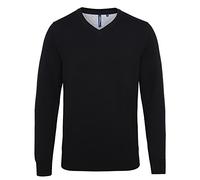 Asquith & Fox Men's Cotton Blend v-Neck Sweater Sweatshirt, Black (Black Heather 000), XX-Large (Size:2XL)