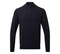 Asquith & Fox Men's cotton blend ¼ zip sweater - Mens Knitted Jumper, 87% Cotton