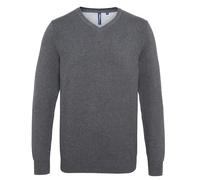 Asquith & Fox Mens Cotton Rich V-Neck Sweater (Charcoal) - Size Large