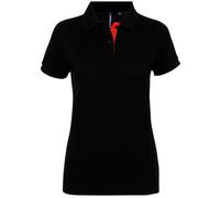 Asquith & Fox Women's Asquith & Fox 100% Cotton Polo - Black/Red - Medium