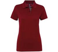 Asquith & Fox Women's Asquith & Fox 100% Cotton Polo - Burgundy Red/Charcoal Grey - Small