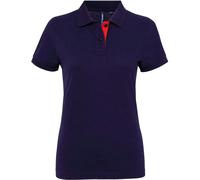 Asquith & Fox Women's Asquith & Fox 100% Cotton Polo - Navy Blue/Red - Medium