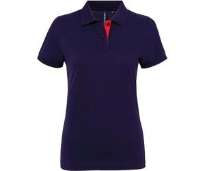 Asquith & Fox Women's Asquith & Fox 100% Cotton Polo - Navy Blue/Red - Medium