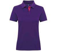 Asquith & Fox Women's Asquith & Fox 100% Cotton Polo - Purple/Pink - Medium
