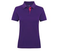 Asquith & Fox Women's contrast polo - Feminine fitted polo, Contrast collar