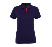 Asquith & Fox Women's contrast polo - Feminine fitted polo, Contrast collar