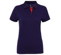 Asquith & Fox Women's Contrast Polo Fitted Cotton with Collar and Vents