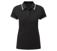 Asquith & Fox Womens/Ladies Classic Fit Tipped Polo (Black/White) - Size Small