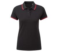 (S, Black/Red) Asquith & Fox Womens/Ladies Classic Fit Tipped Polo
