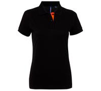 Asquith & Fox Women's Contrast Polo Shirt, Multicolour (Black/Orange 000), 12 (Size:Medium)