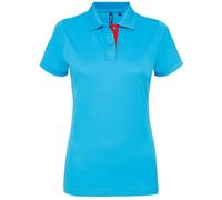 Asquith & Fox Womens/Ladies Short Sleeve Contrast Polo Shirt (Turquoise/ Red) - Multicolour Cotton - Size Medium
