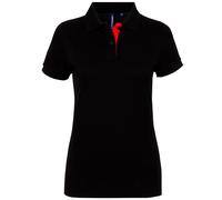 (XS, Black/ Red) Asquith & Fox Womens/Ladies Short Sleeve Contrast Polo Shirt