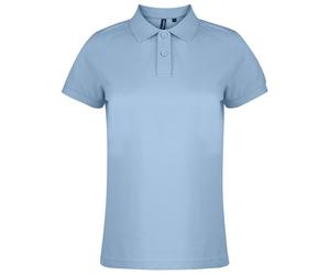Asquith & Fox Women's Plain Short Sleeve Polo Shirt in Baby Blue | Size: Medium Asquith & Fox Baby Blue M