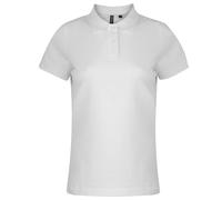 Asquith & Fox Women's Plain Short Sleeve Polo Shirt in White | Size: Medium Asquith & Fox White M