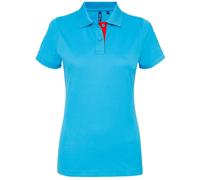 Asquith & Fox Women's Short Sleeve Contrast Polo Shirt in Turquoise | Size: 2XL Asquith & Fox Turquoise 2XL