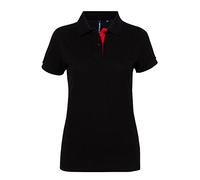 Asquith & Fox Women's Women's Contrast Polo Regular Fit Short Sleeve Polo Shirt, Multicolour (Black/Red 000), 16 (Manufacturer Size:XL)