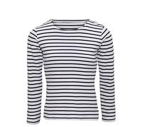 Asquith & Fox Women's Women's Marinière Coastal Long Sleeve tee Regular Fit Long Sleeve Polo Shirt, Multicolour (White/Navy 000), 10 (Manufacturer Size:Small)