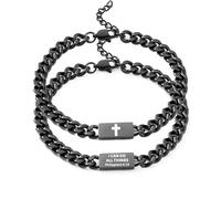 Asqunpin Bible Verse Cross Bracelet For Men Stainless Steel Cuban Link Bracelets Religious Christian First Communion Confirmation Gifts for Him, M, Metal, no gemstone
