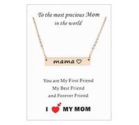 Asqunpin Mom Mama Bar Necklace with Card To The Most Precious Mom In The World Mom Birthday Gift from Daughter Son, Stainless Steel, No Gemstone