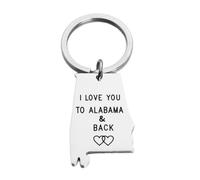 Asqunpin State Map Keychain Long Distance Relationship Gifts Country Map Keyring Best Friend Moving Away Gift, Alabama State Keychain, Default