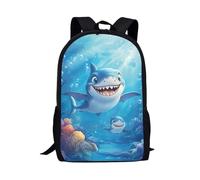 ASQVTIFE Animal Shark School Backpack for Kids Boys 8-12 Occean Shark Large Capacity Backpack Children Teens Schoolbag with Side Pocket Ocean Animal Rucksack for Hiking Travel