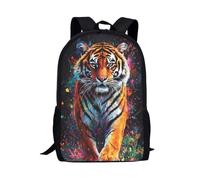 ASQVTIFE Animal Tiger School Bag for Kids Boys 8-12,Flame Tiger Backpack for Elementary Large Capacity Bookbags with Side Pocket Schoolbags Teens Bookbag for Camping Travel Rucksack