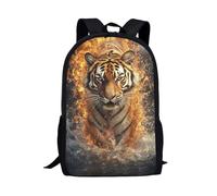 ASQVTIFE Animal Tiger School Bag for Kids Boys 8-12,Ice Fire Tiger Backpack for Elementary Large Capacity Bookbags with Side Pocket Schoolbags Teens Bookbag for Camping Travel Rucksack