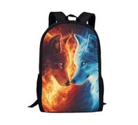 ASQVTIFE Animals Wolf School Backpack for Kids Boys with Schoolbags Kindergarten Primary Bookbag for Children Teens Large Capacity Animals Wolf Travel Daypack with Side Pocket