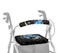 ASQVTIFE Blue Butterfly Rollator Walker with Seat Protection Cover Universal Rollator Walker Seat and Backrest Covers Handle Covers for Rollator Walkers Roll Bar Cover for Walker