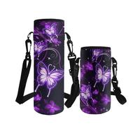 ASQVTIFE Butterfly Water Bottle Carrier with Strap for Kids Girls Neoprene Insulated Hydrobag Crossbody Water Bottle Holder School Camping Steel/Glass/Plastic Bottles Energy Drinks S