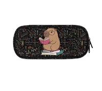ASQVTIFE Capybara Pencil Bags with Zipper for Little Girls Kawaii Capybara Big Pencil Pouch 4-Hole Binder Mesh Zipper Case Pen Bag Pocket Student Stationery Bag