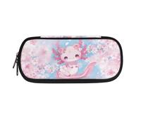 ASQVTIFE Cute Axolotl Pencil Pouches with 2 Compartments for School Little Girls Animal Axolotl Big Capacity Pencil Pouch 4-Hole Binder Mesh Zipper Case Pen Bag Pocket