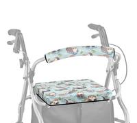 ASQVTIFE Cute Otter Walker Seat and Back Rest Animal Padded Cushion Set Rollator Walker Seat and Backrest Covers for Seniors in Assisted Living Drive Rollator Walker with Seat Replacement Parts