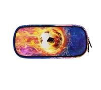 ASQVTIFE Flame Football Pencil Case for Kids School,Soccer Pencil Case for Little Boys Big Capacity Pencil Box with Compartments Pencil Organizer Bag Pen Box Kindergarten