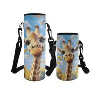 ASQVTIFE Kids Water Bottle Carrier with Strap Animal Designs Elephant Insulated Neoprene Water Bottle Holder for Toddler Kindergarten School Outdoor Steel/Glass/Plastic Bottles Energy Drinks S
