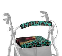 ASQVTIFE Leopard Print Rollator Walker with Seat Protection Cover Rose Washable Dust Cover Set with Seat Accessories Decor Roll Bar Cover for Walker Seat Covers for Walkers