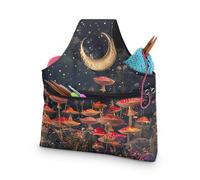 ASQVTIFE Moon Starry Night Crochet Bags for Crocheting Large Yarn Bags for Crocheting with Holes Mushrooms Knitting Yarn Storage Bag Organizer Lightweight for Holding Yarn Crochet Needles