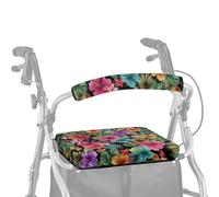 ASQVTIFE Morning Glory Walker Seat and Back Rest Padded Cushion Set Rollator Walker Seat and Backrest Covers for Seniors in Assisted Living Drive Rollator Walker with Seat Replacement Parts